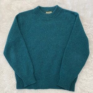 Vintage LL Bean Women's Wool Sweater Large Green Long Sleeve Knit Pullover USA